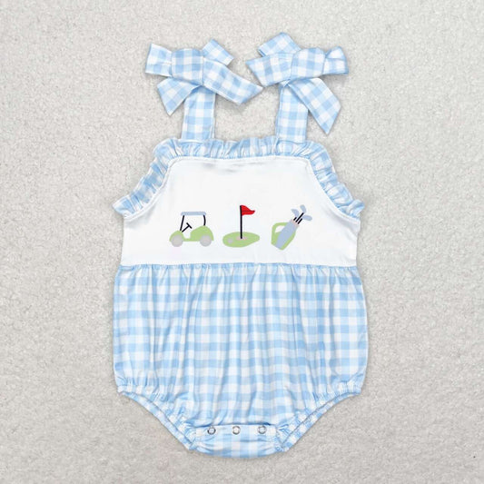 blue plaid strap golf bubble girl