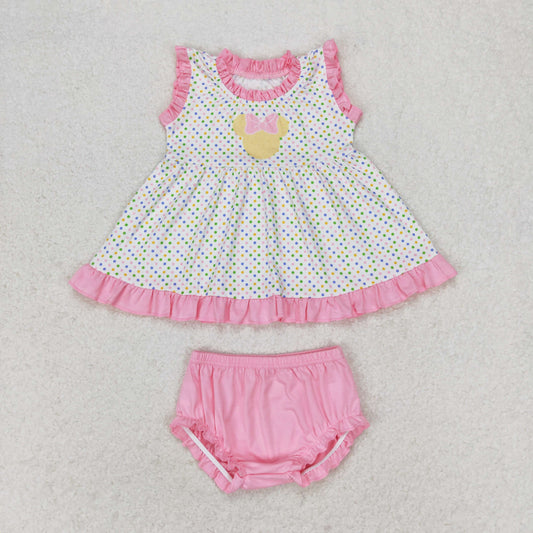 polk dots cartoon bummie set pink