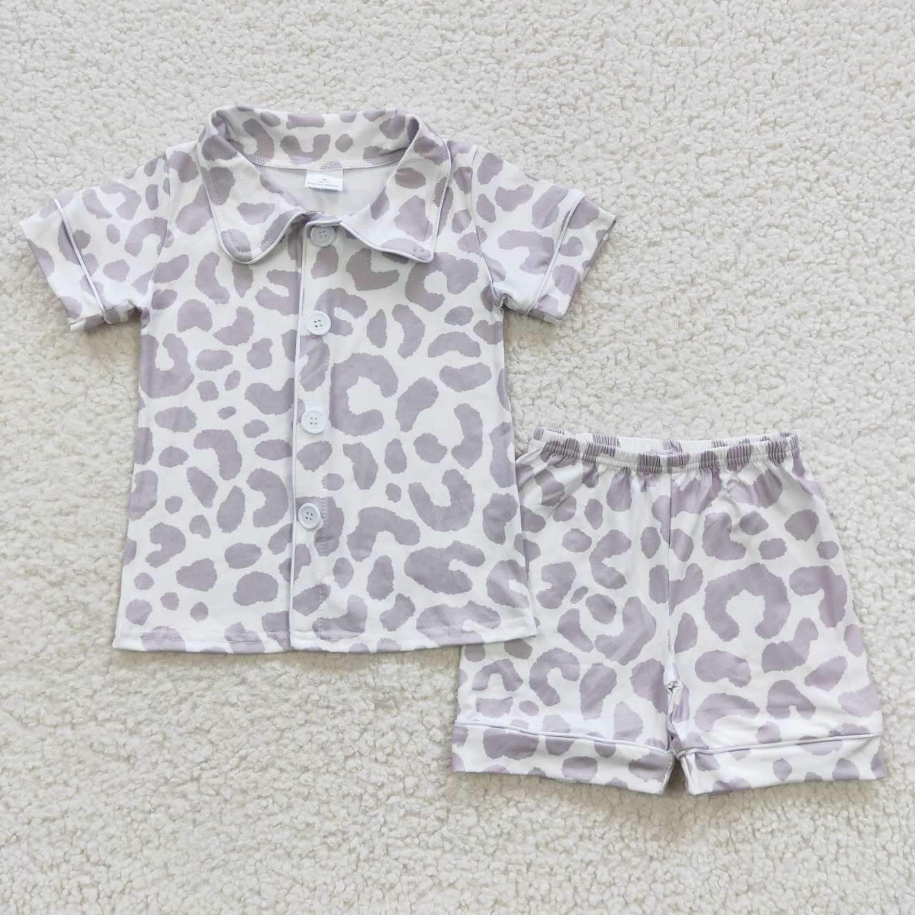 grey leopard kids shorts pajama outfit