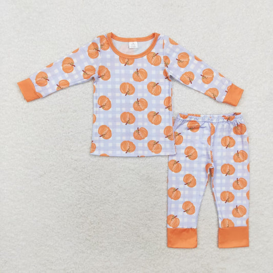 orange pumpkin bamboo pajama set boy