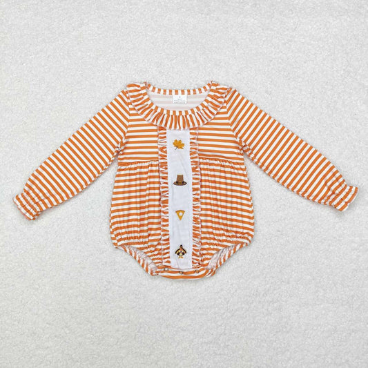 orange stripes embroidered thanksgiving bubble