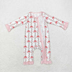 red coquette baby girl Christmas bamboo sleeper