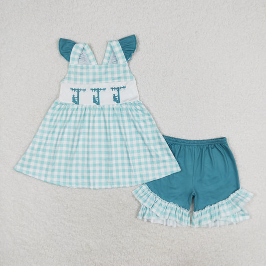 plaid lineman ruffle shorts set girl