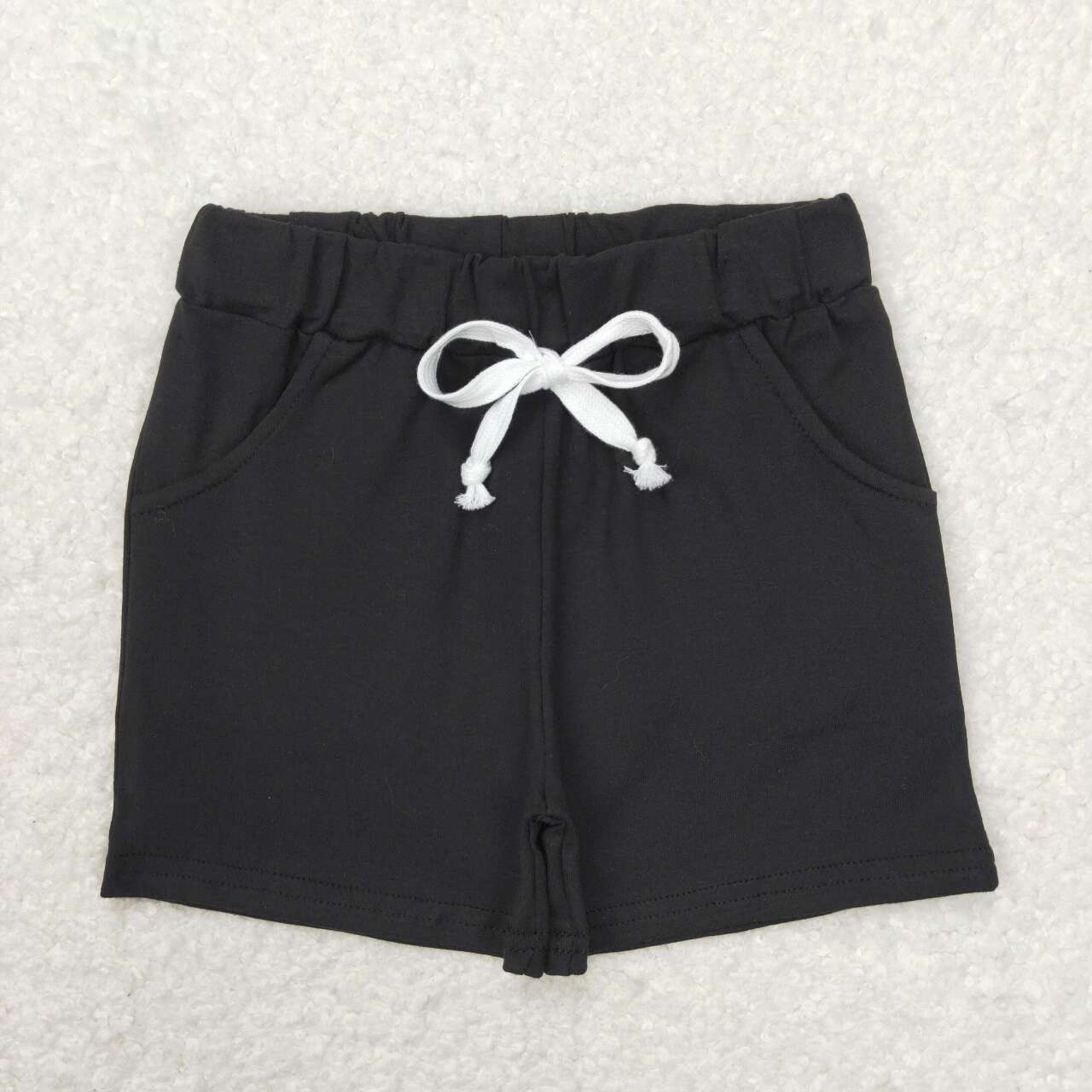 boy cotton solid black pocket shorts kids clothing
