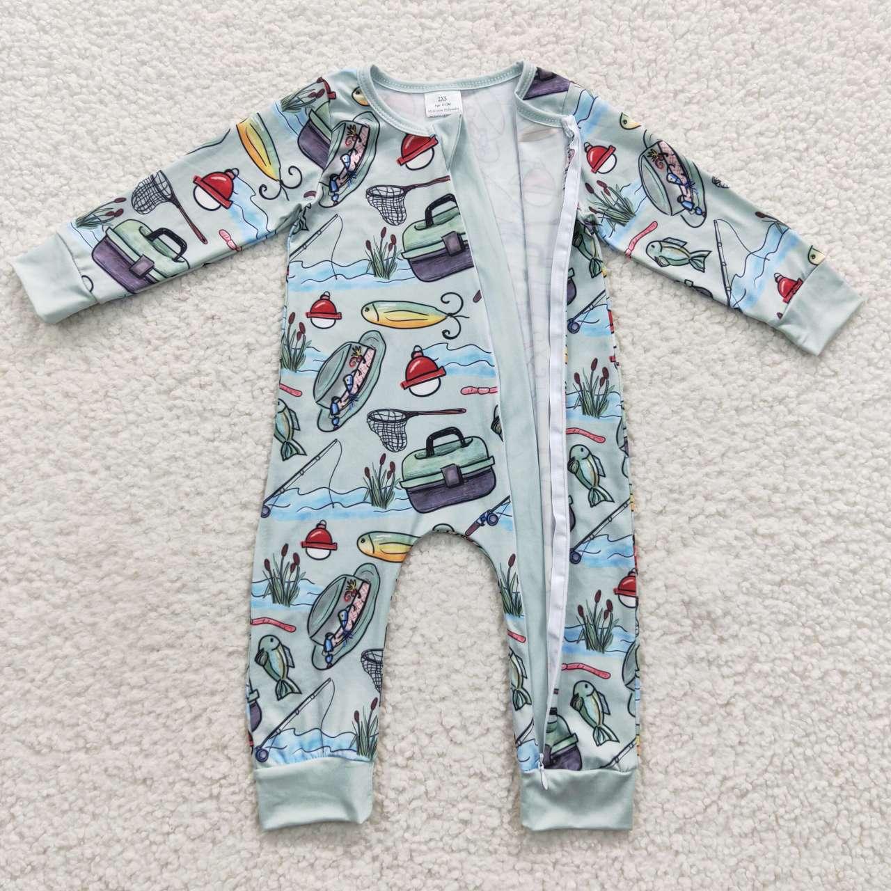 fishing tool zipper romper PJs