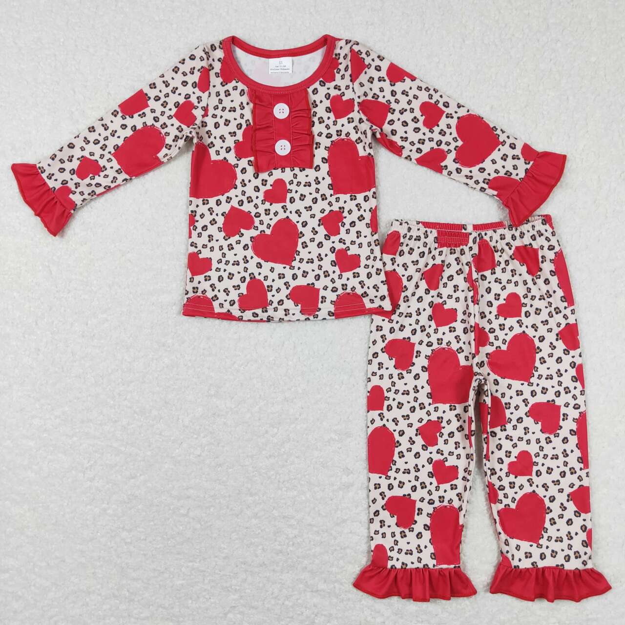 girl valentine's day red heart pajama