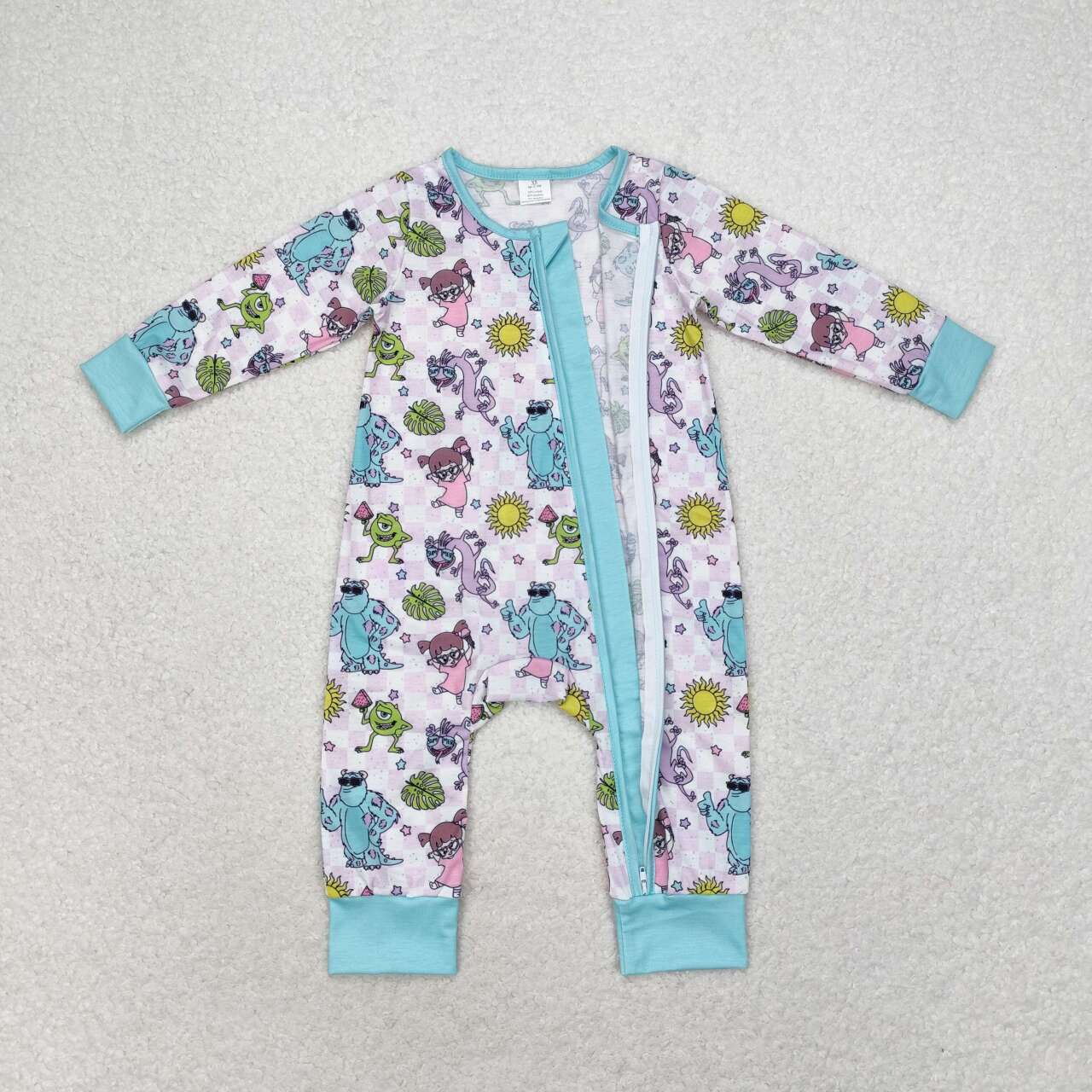 baby girl cartoon zip sleeper