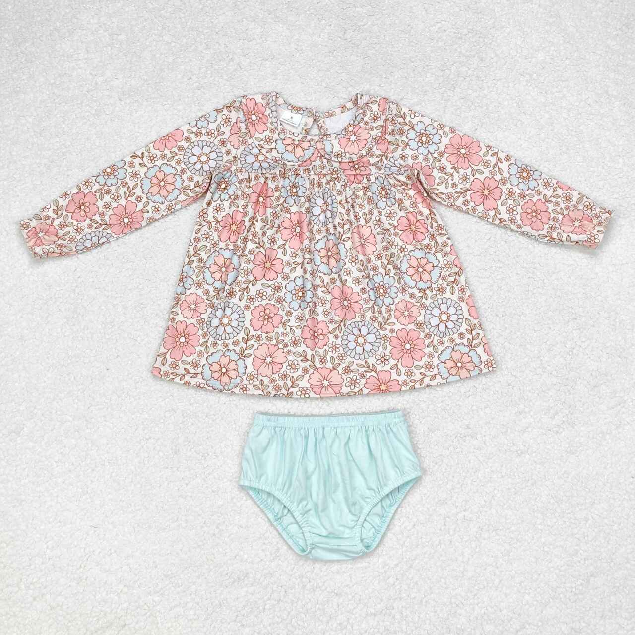 long sleeve daisy floral mint bummie set