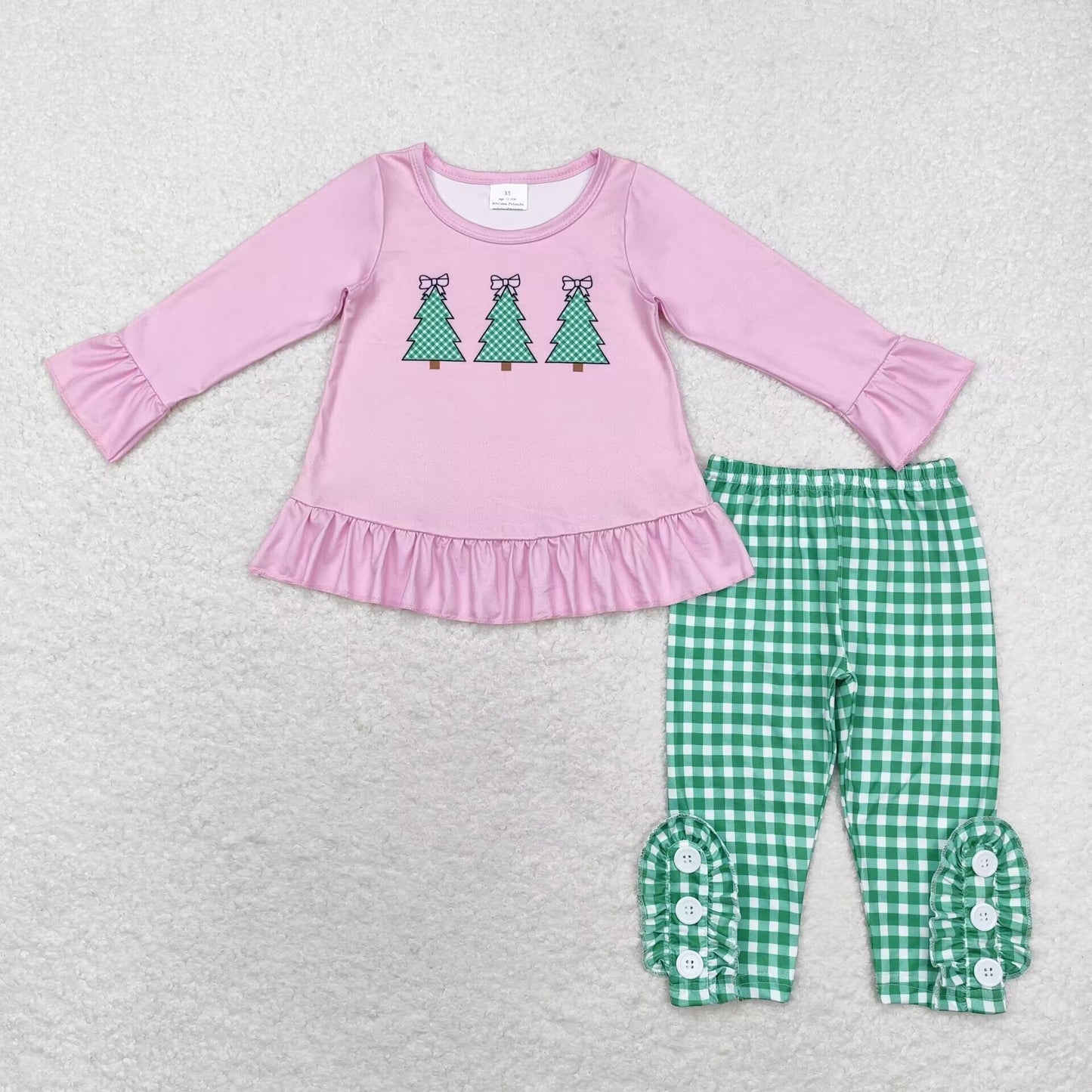 Christmas tree tunic green plaid legging outfit