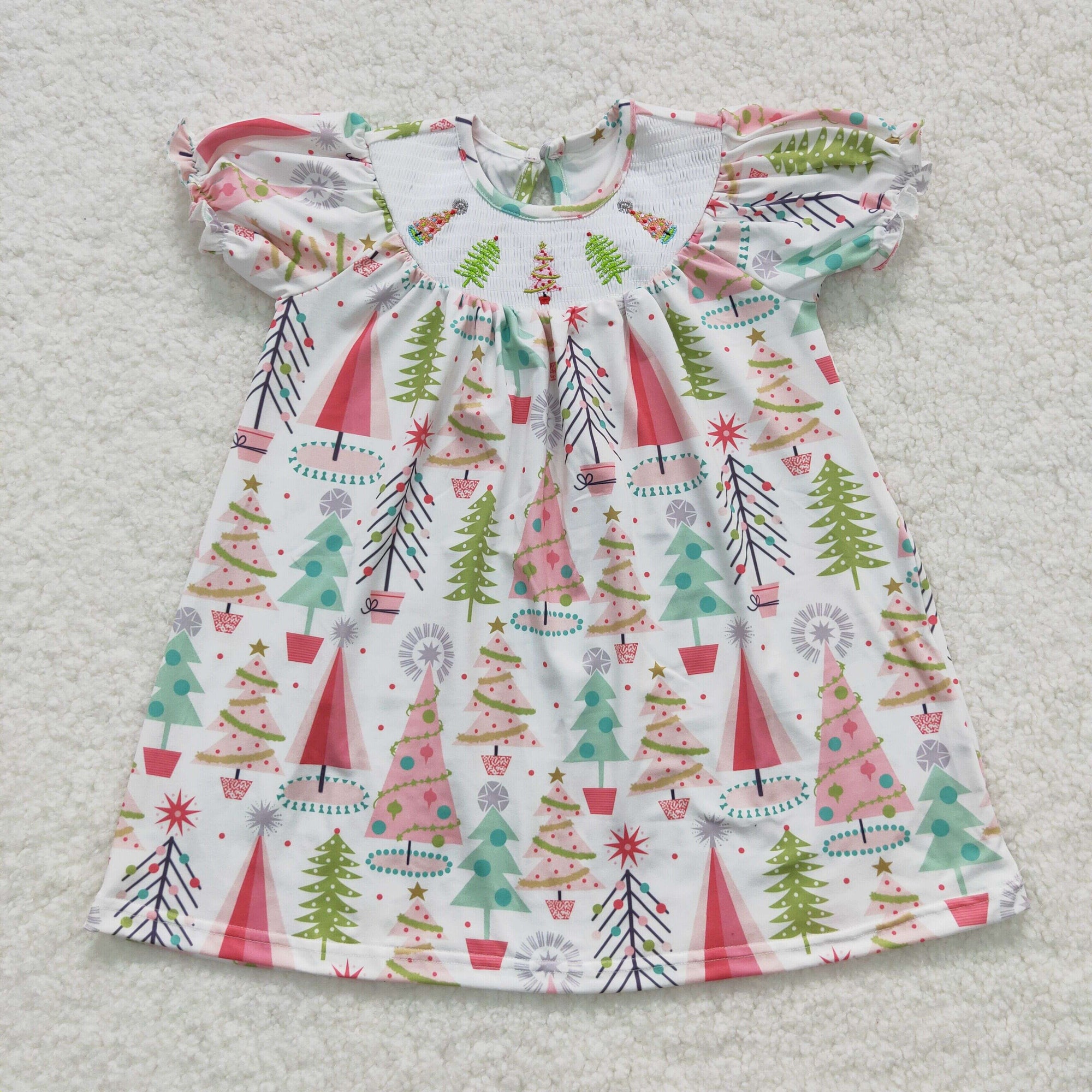 christmas tree smocked dress