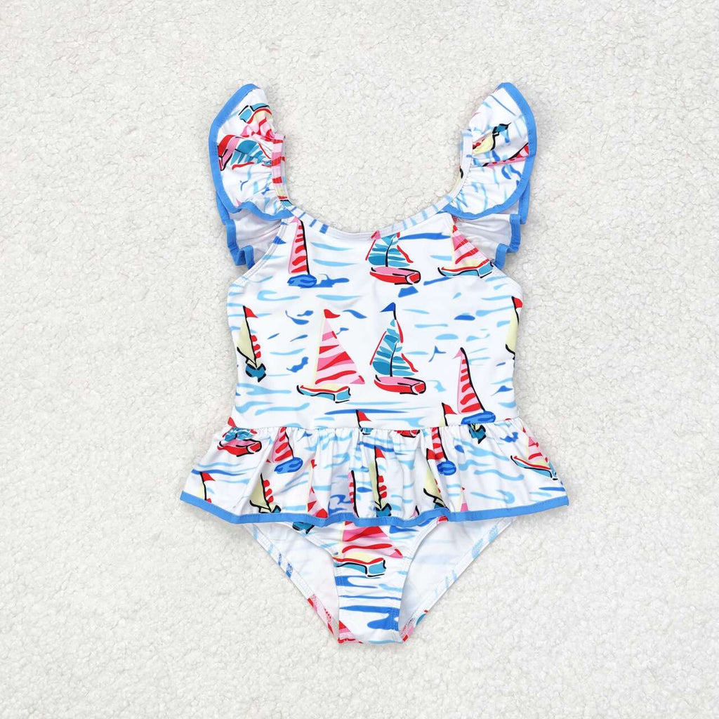 sailboat two piece swimsuit girl swimwear