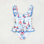 sailboat two piece swimsuit girl swimwear