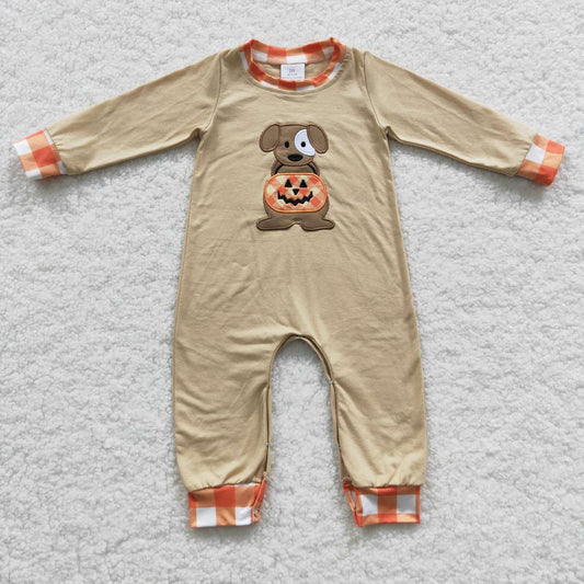 trick or treat puppy embroidery boy romper