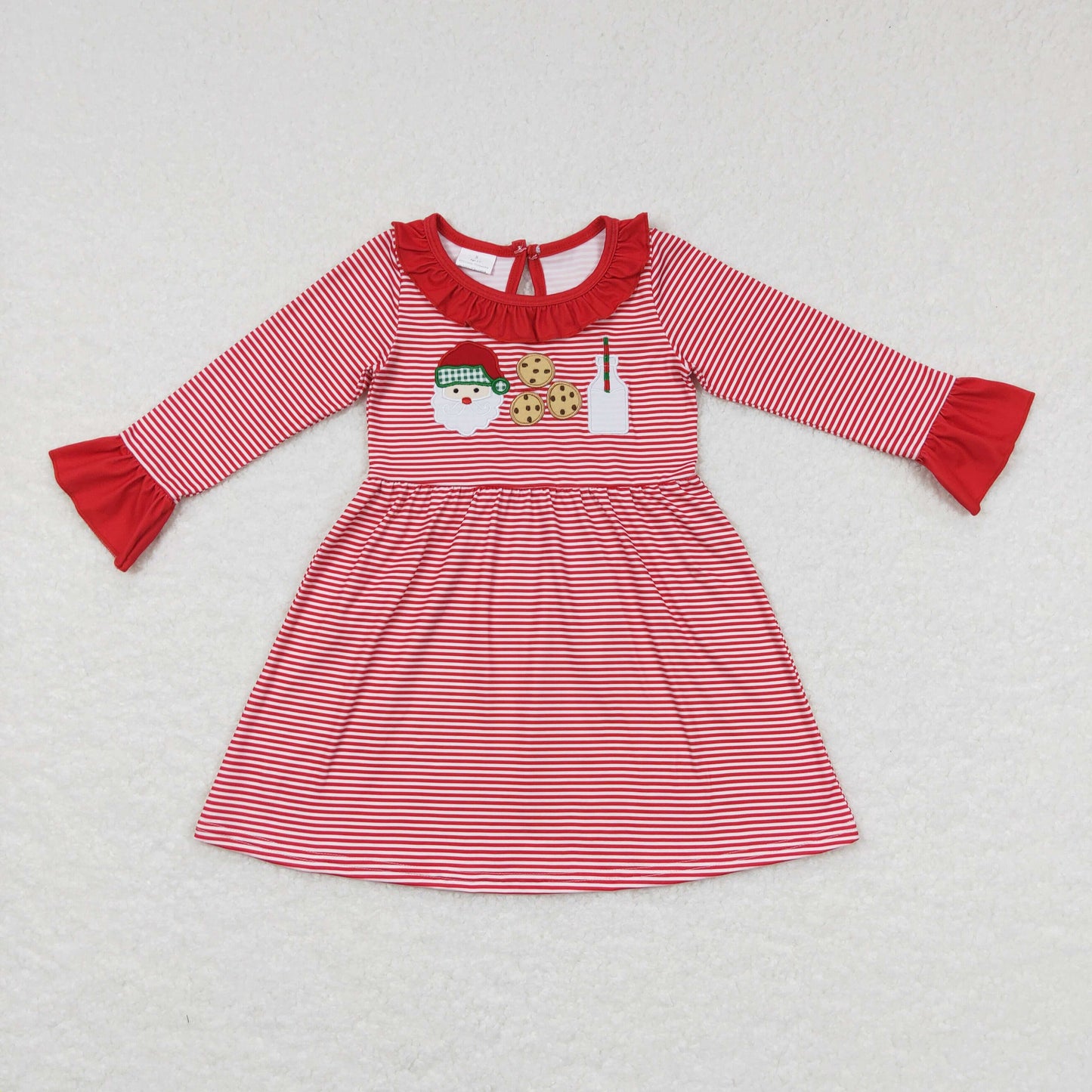 red stripe christmas cookie embroidery dress