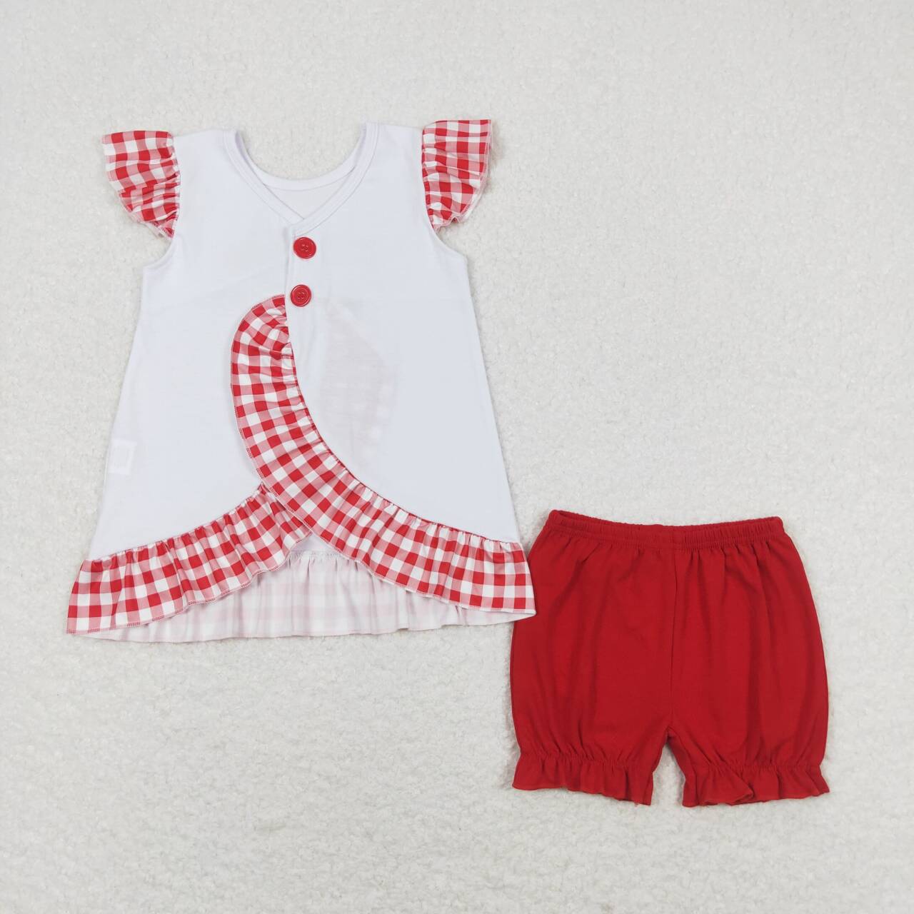 patriotic target embroidery girl red shorts set