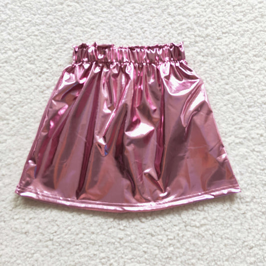 pink leather girls skirt
