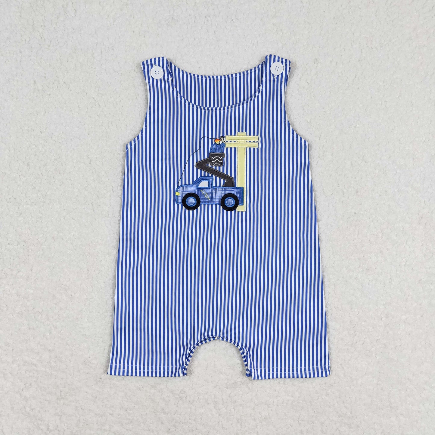 baby boy lineman embroidery stripes romper
