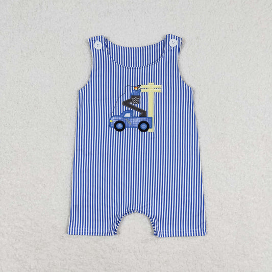 baby boy lineman embroidery stripes romper