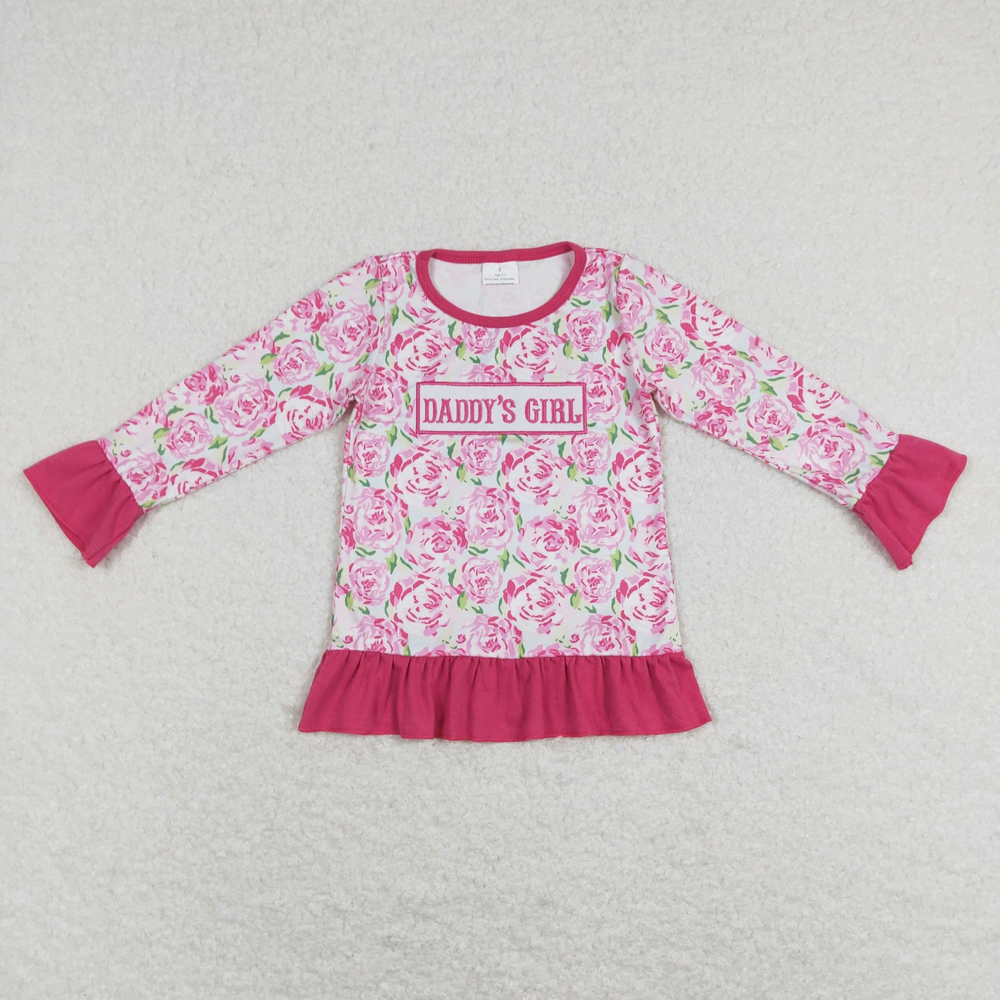 long sleeve rose daddy's girl embroidery pullover
