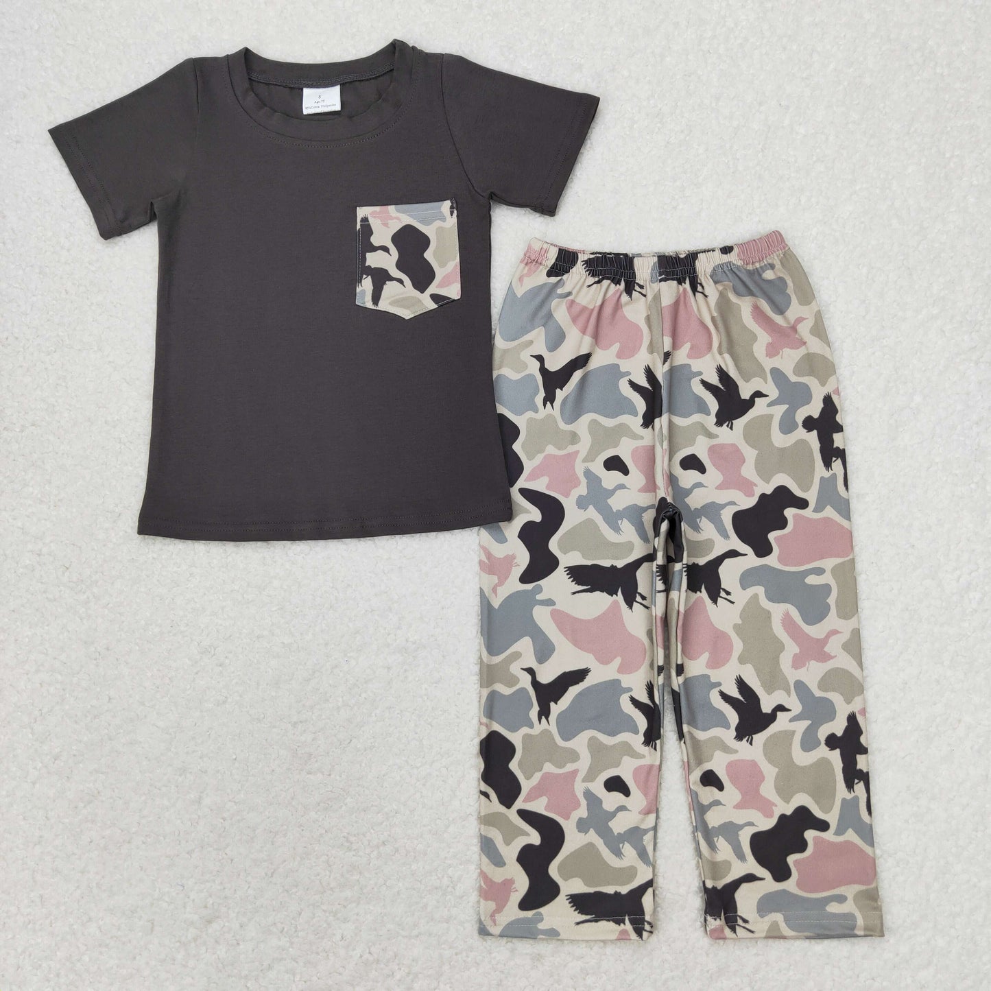 short sleeve camo pants set boys clothes