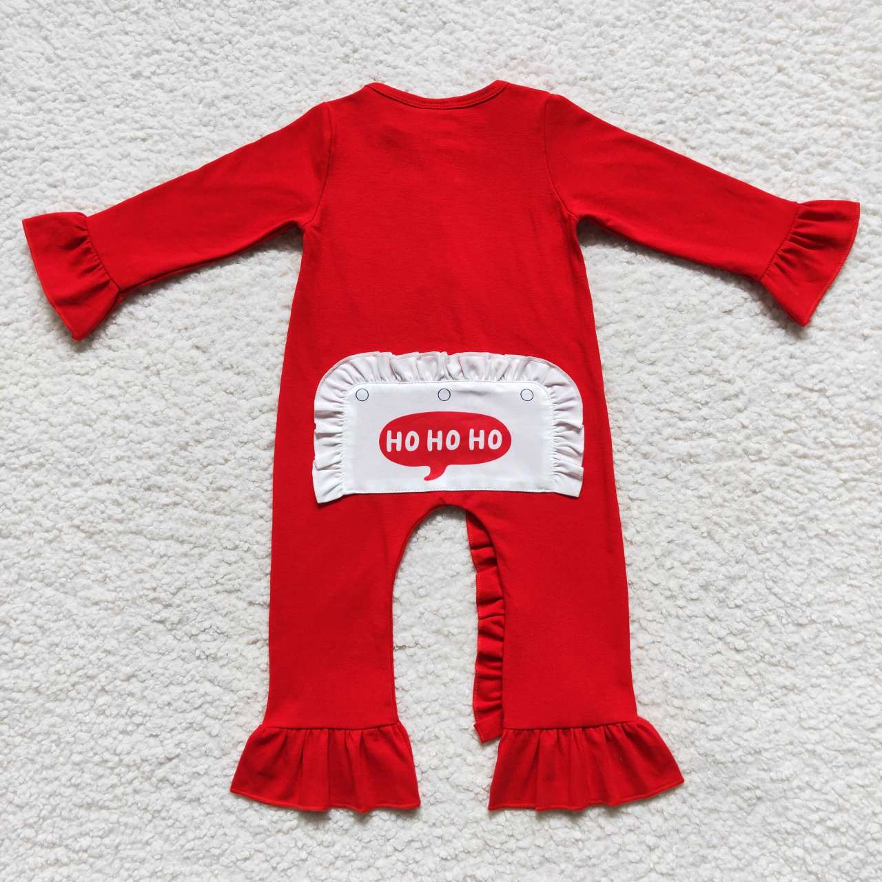 cotton solid red santa embroidery baby girl zipper romper