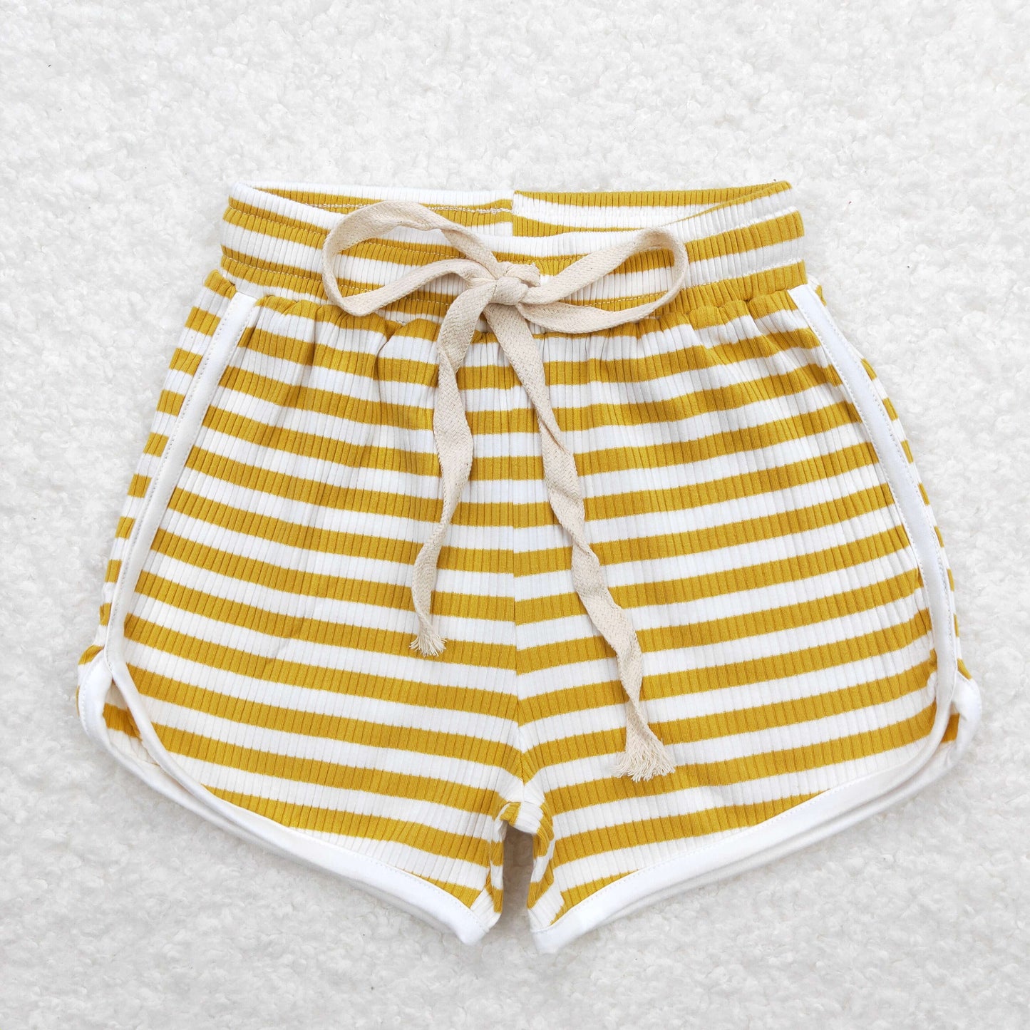 gold white stripe shorts