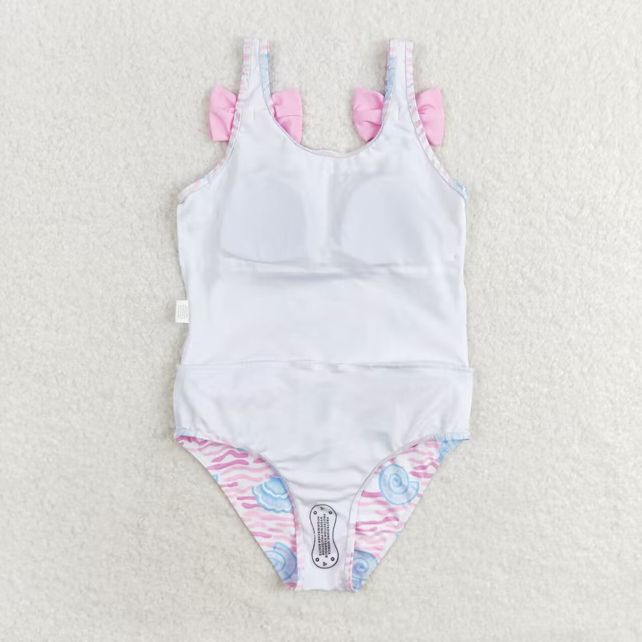 wave shell print pink one piece swimsuit