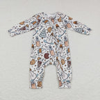 unisex baby christmas zip romper milk snowman biscuit fabric