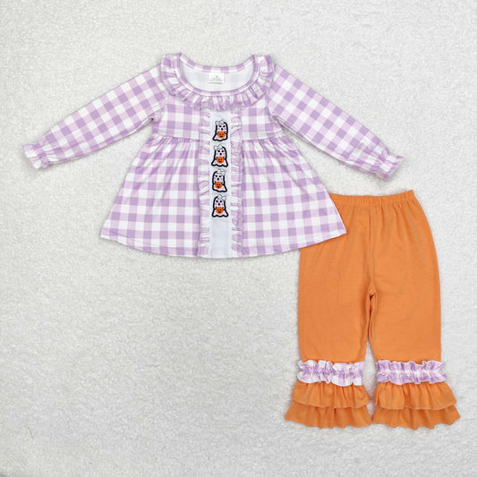 boo embroidered outfit girls halloween clothes