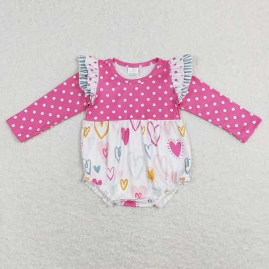 baby girl valentine long sleeve dots heart bubble