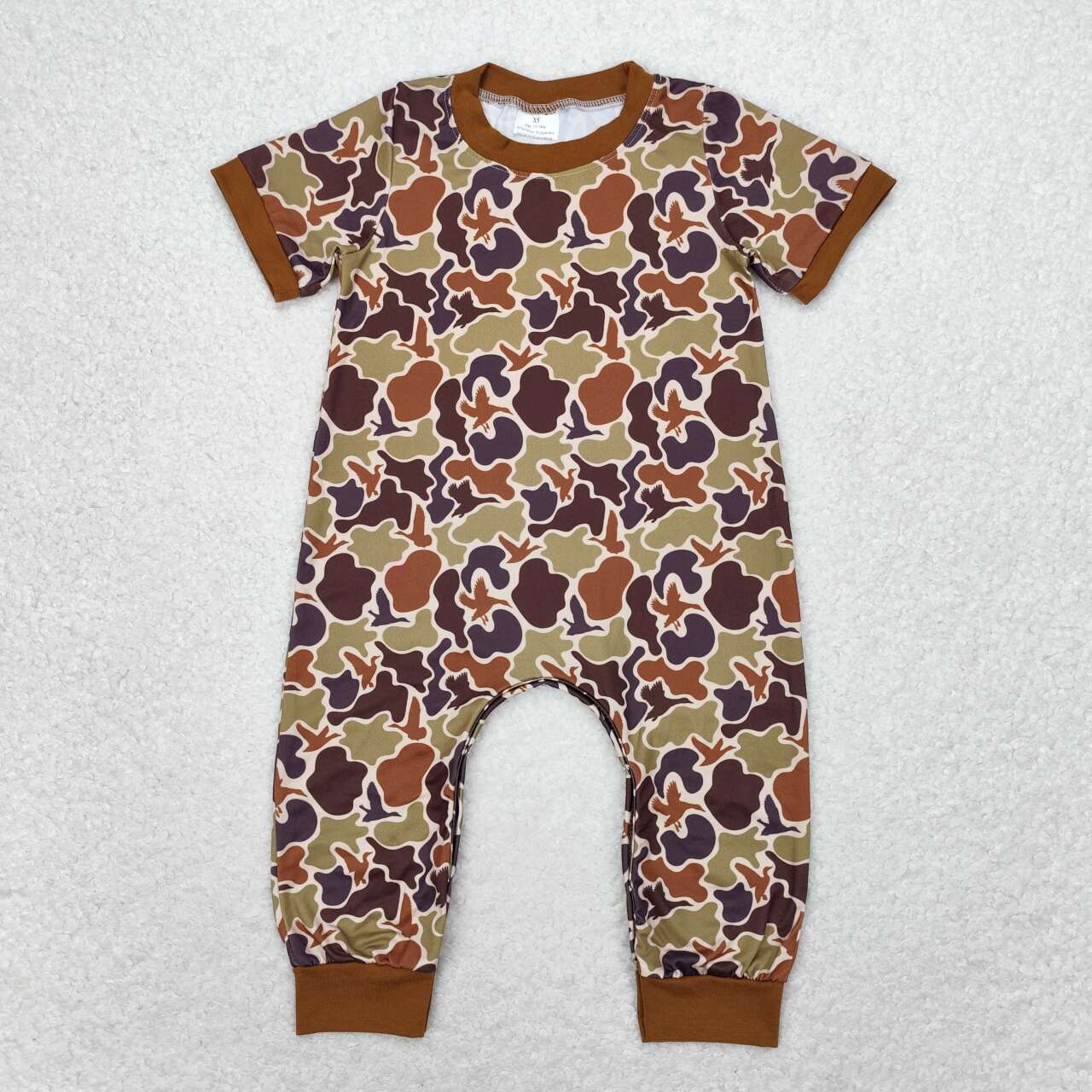 short sleeve brown camo romper