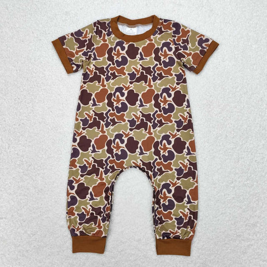 short sleeve brown camo romper
