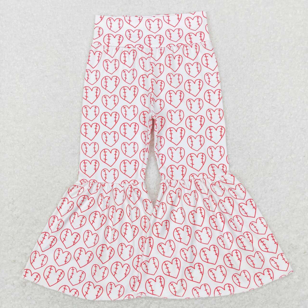 girl baseball heart bell bottom pants