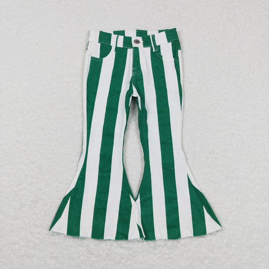 green striped denim flare bottom jeans girls clothes