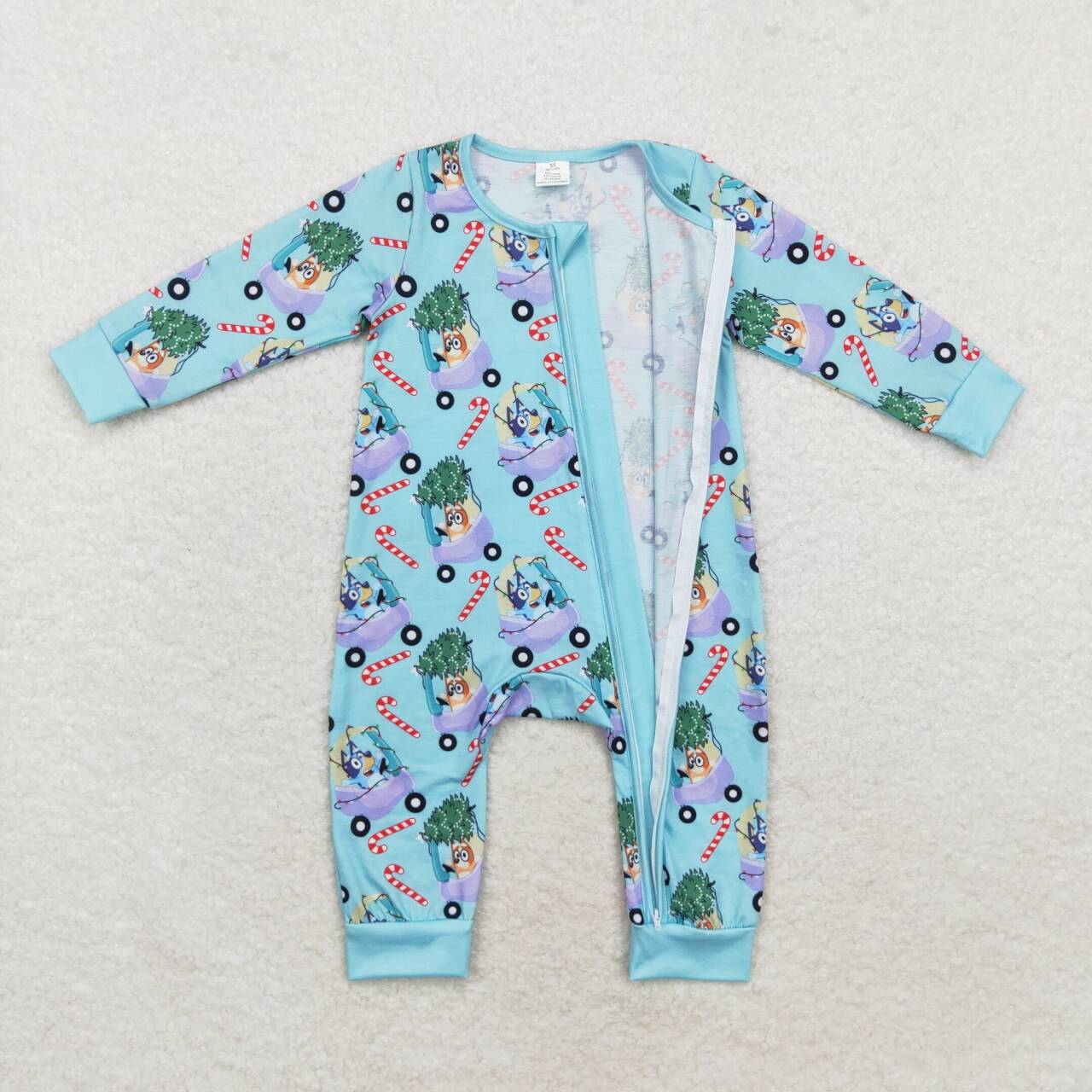 Christmas blu*y zip bamboo sleeper boy