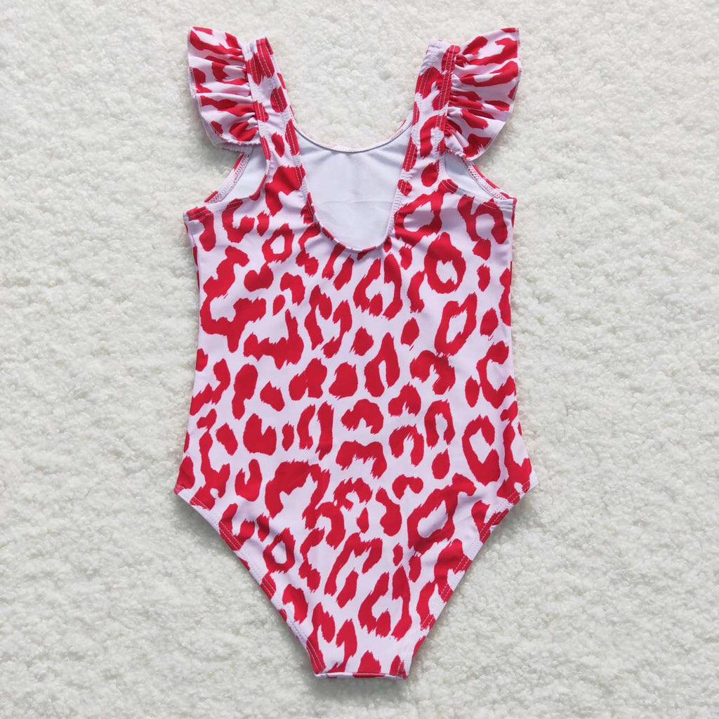 baby girl 1pcs red leopard swismuit
