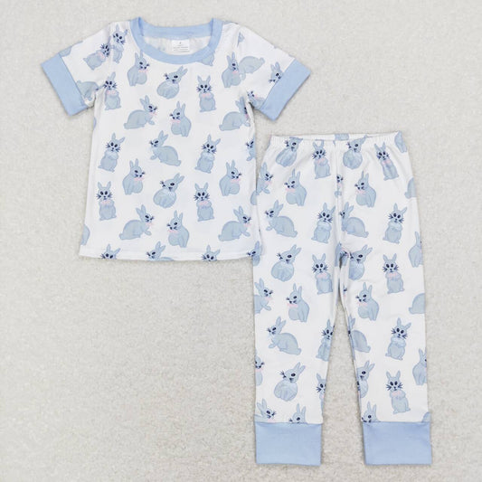 boy easter blue short sleeve rabbit pajama