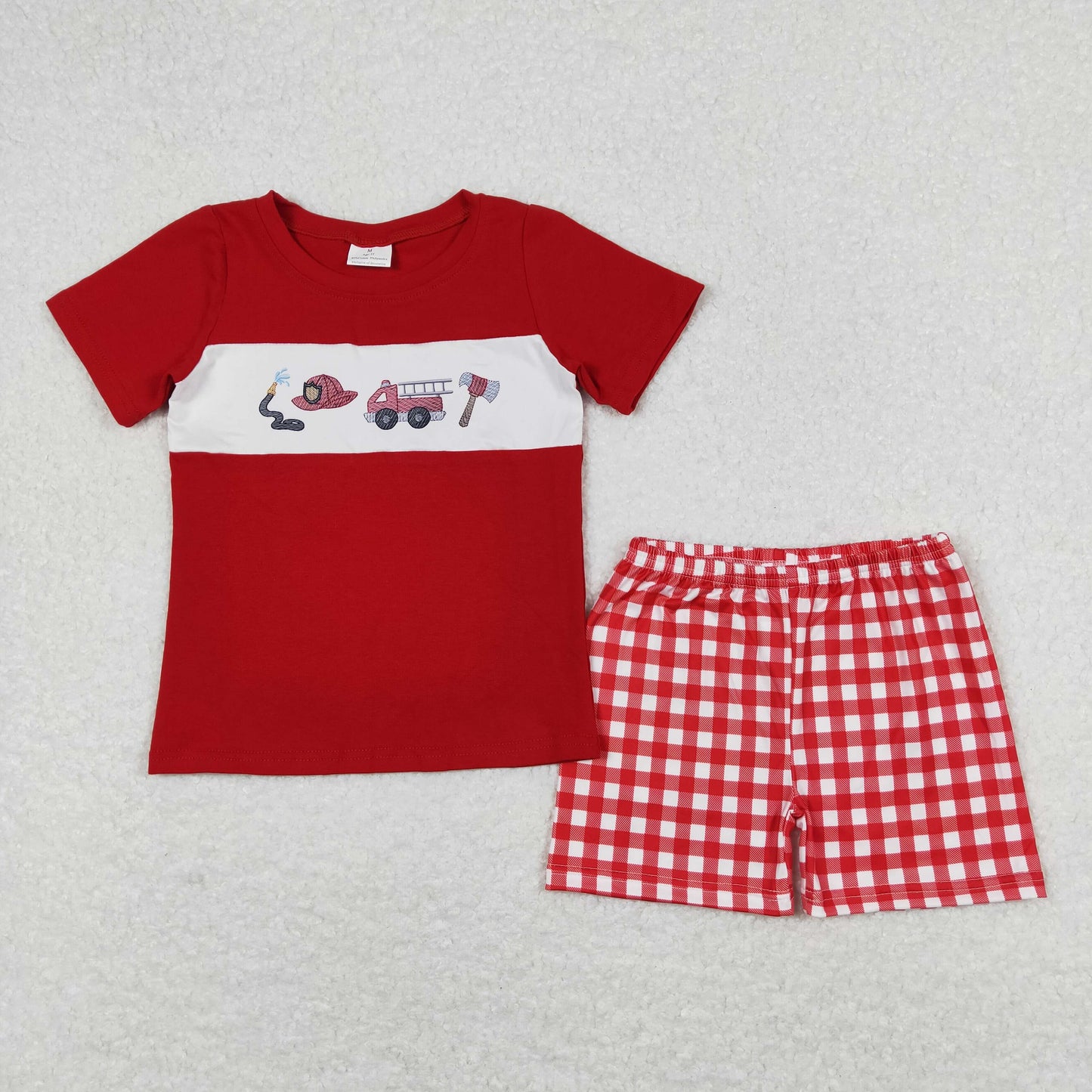 firefighting clothes set boy summer clothing