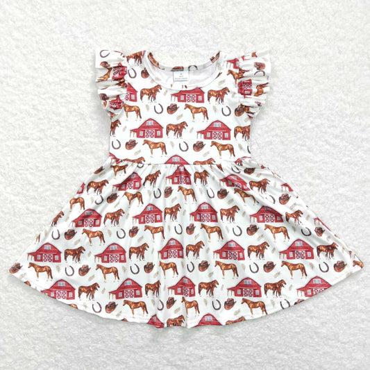 flutter sleeve rodeo horse dress girl clothing