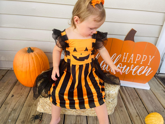 black orange striped tutu dress GSD0138