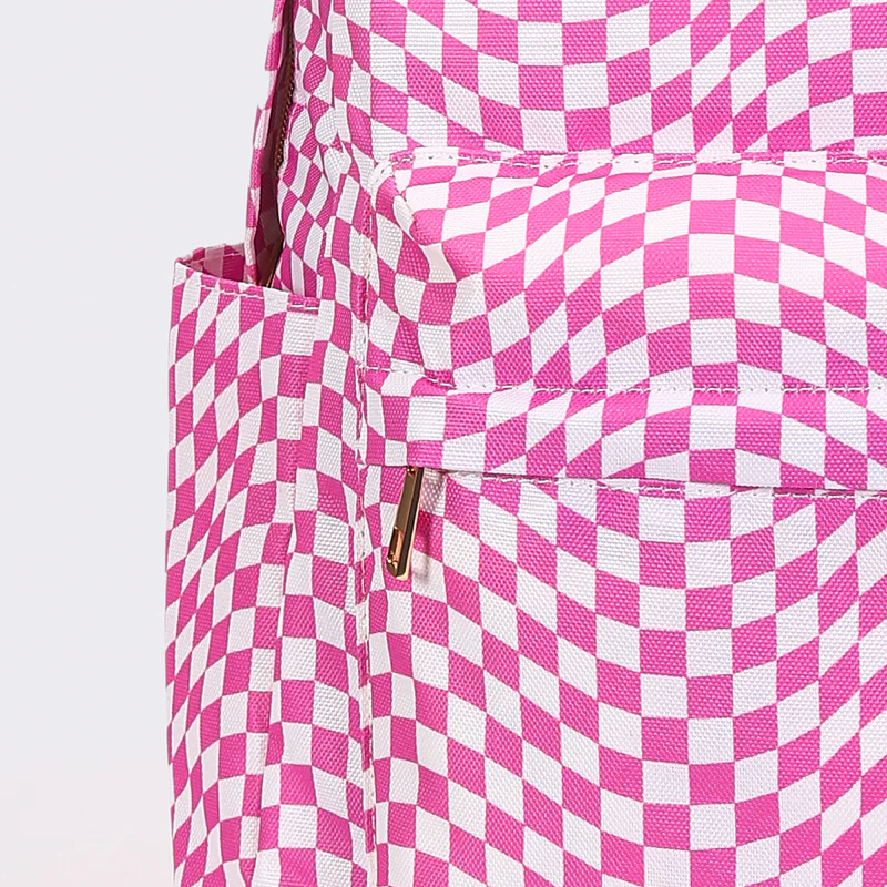 pink white checkered backpack kids bags