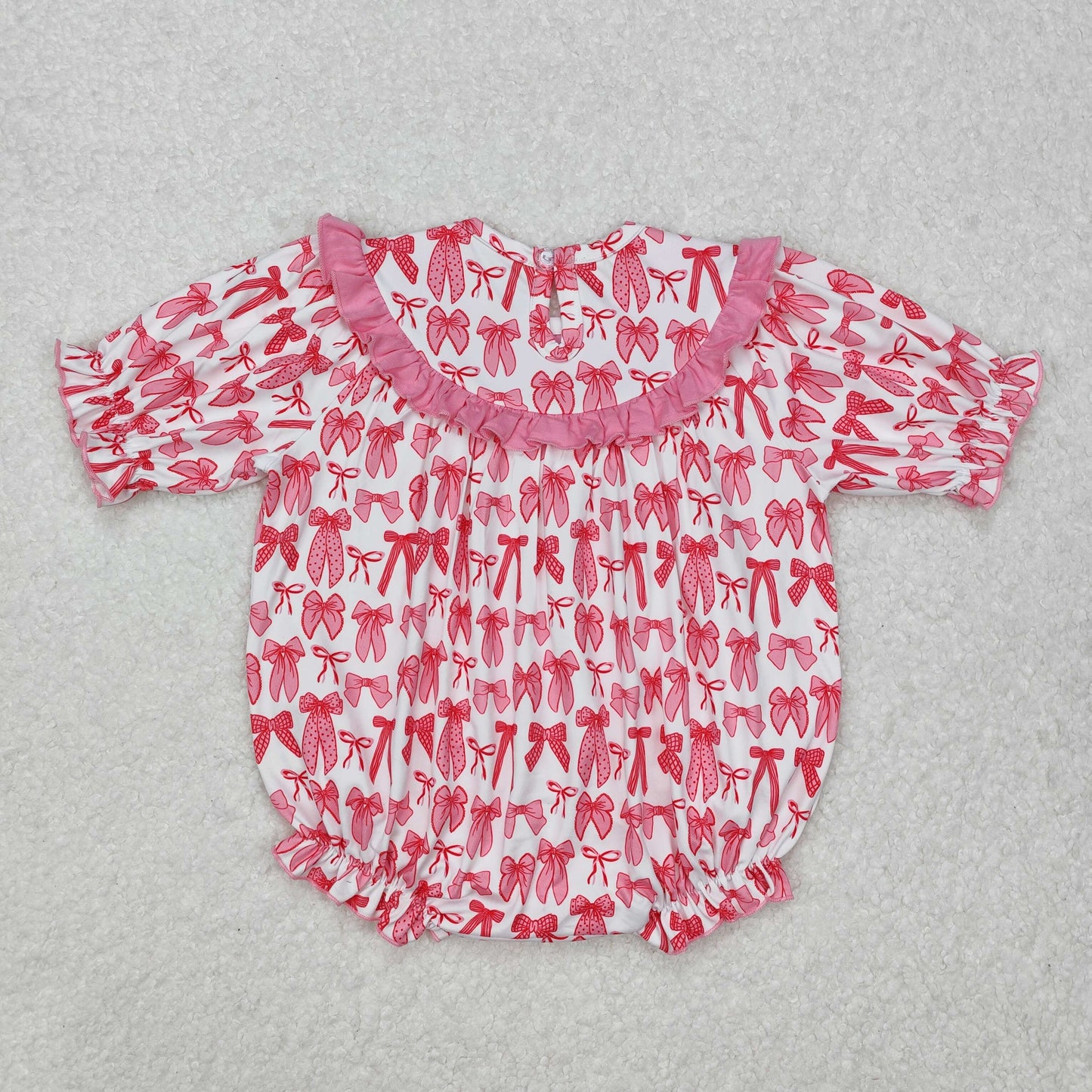 mama's bestie pink bows embroidery romper