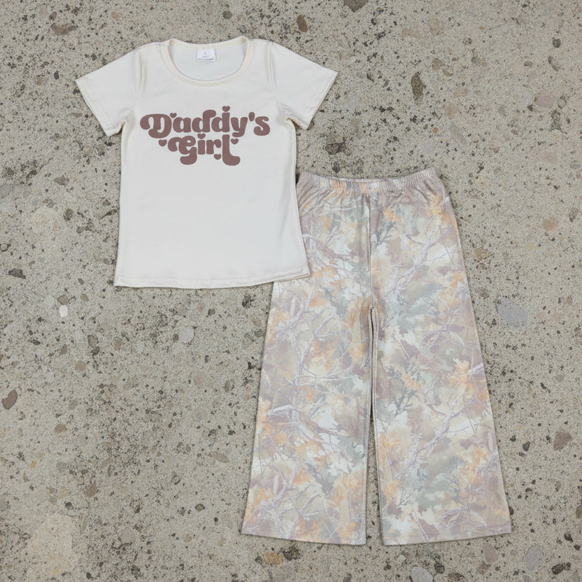 daddy's girl tee camo pants set （top color is off-white）
