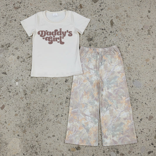 daddy's girl tee camo pants set （top color is off-white）