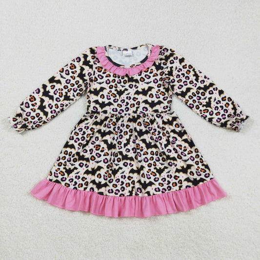 halloween leopard bat ruffle dress