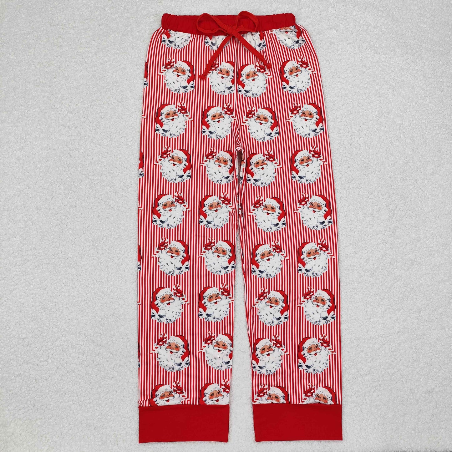 stripes santa print adult christmas straight pants woman sleep trousers