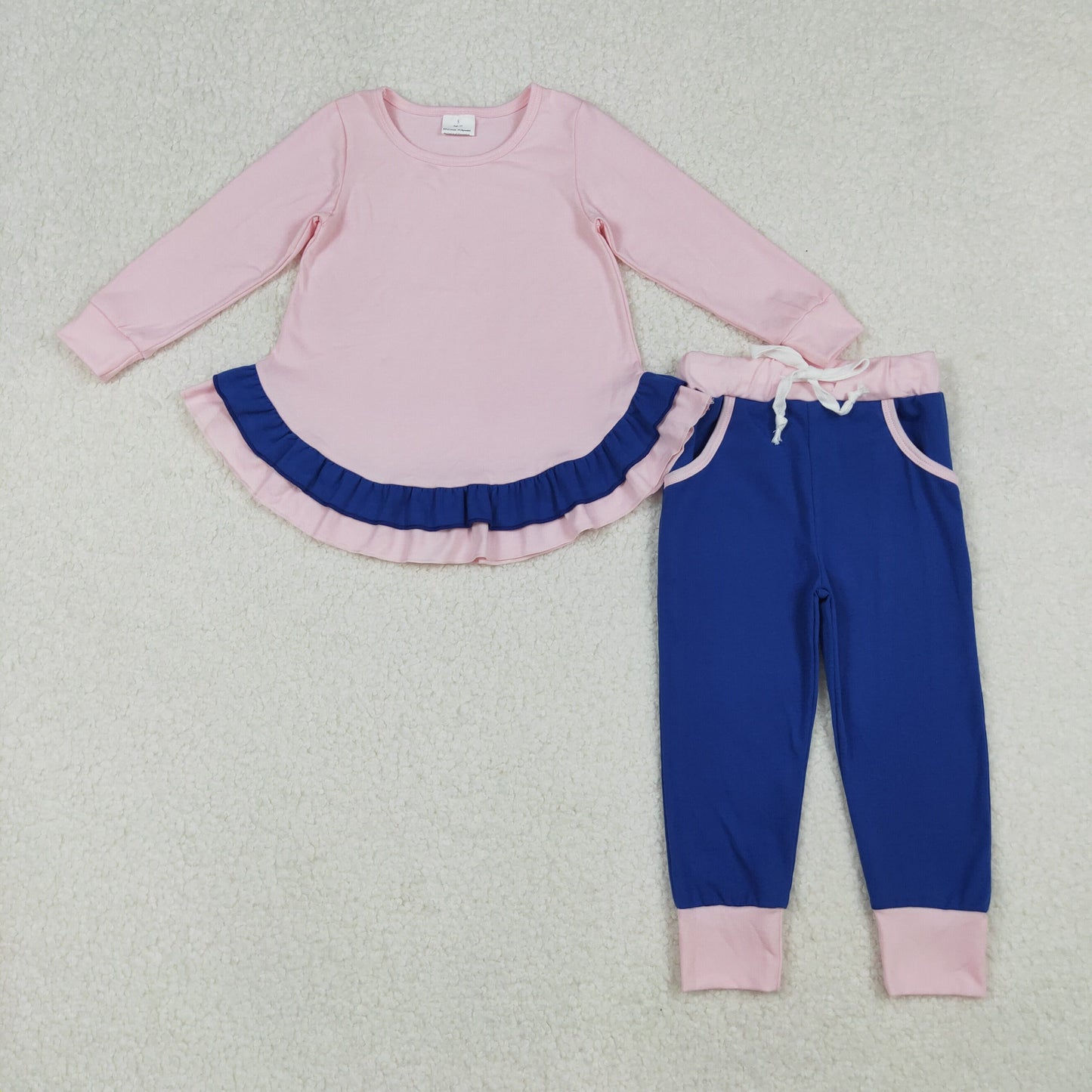 pink navy solid jogger set girl clothes