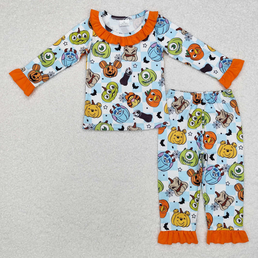 monster cartoon pumpkin girls halloween pajama set