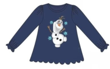 Split-CLOSE 9th Aug navy snowman print shirt girl