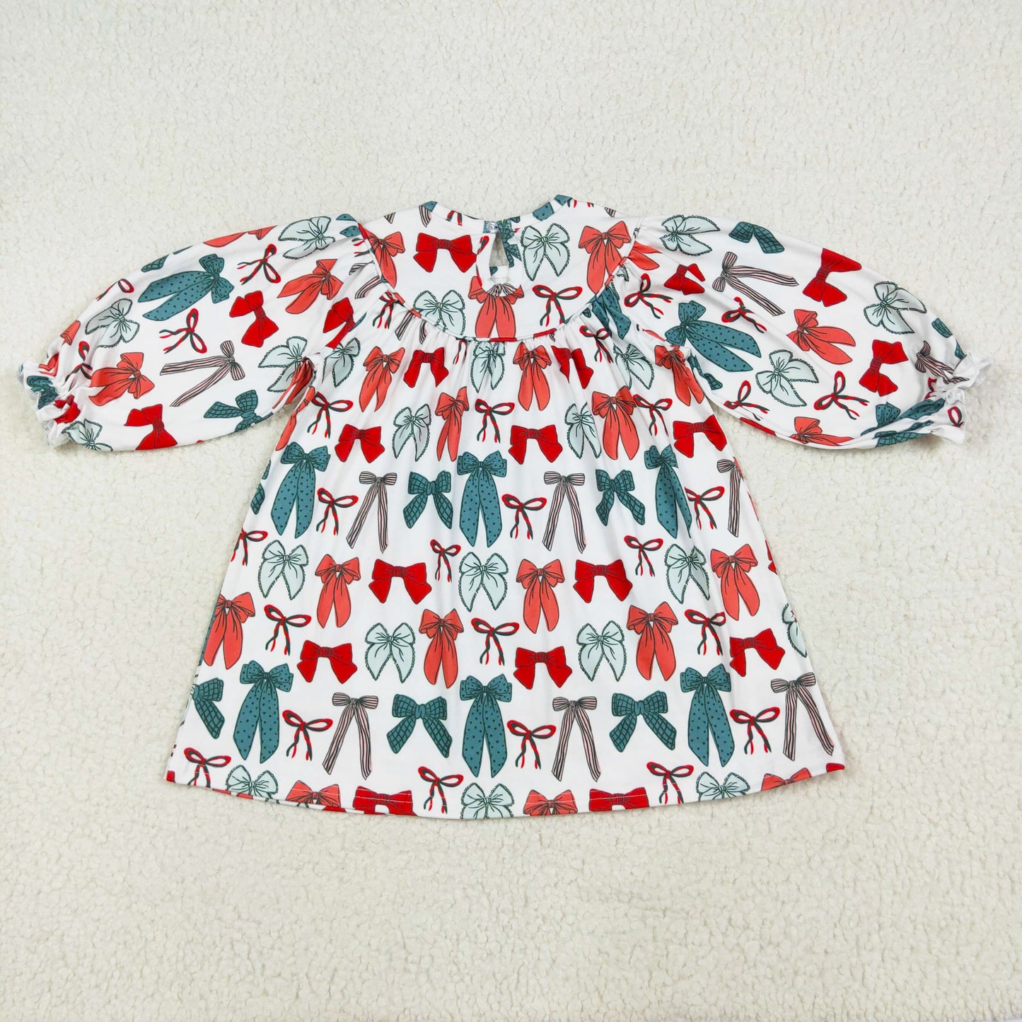 green red bow coquette christmas smock dress